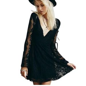 Free people lace black mini dress